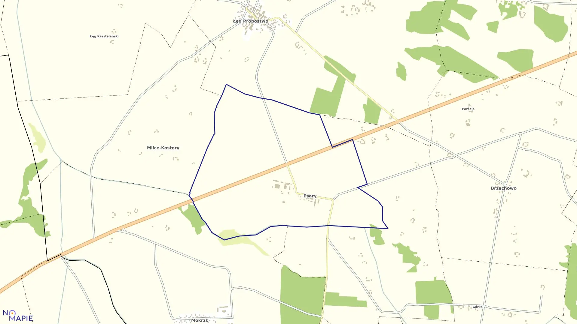 Mapa obrębu PGR PSARY w gminie Drobin